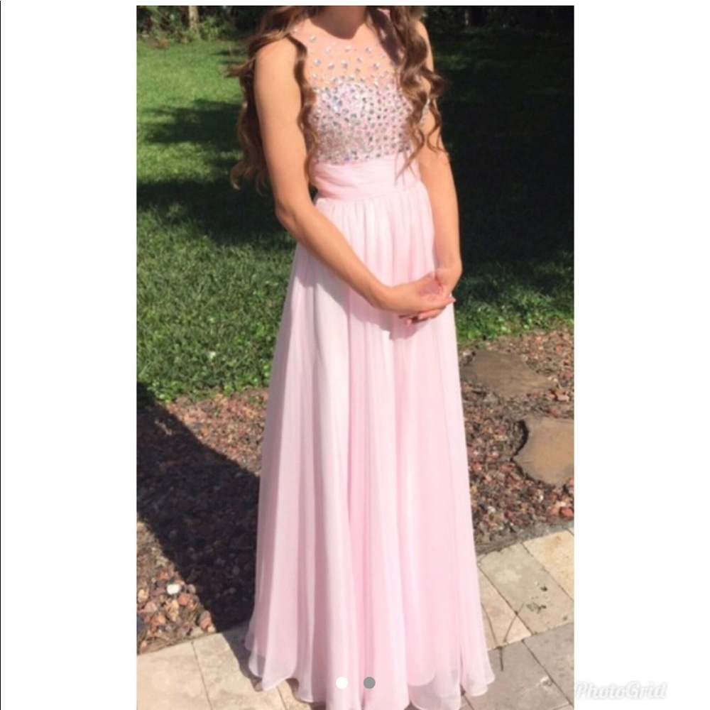 Baby pink prom dress